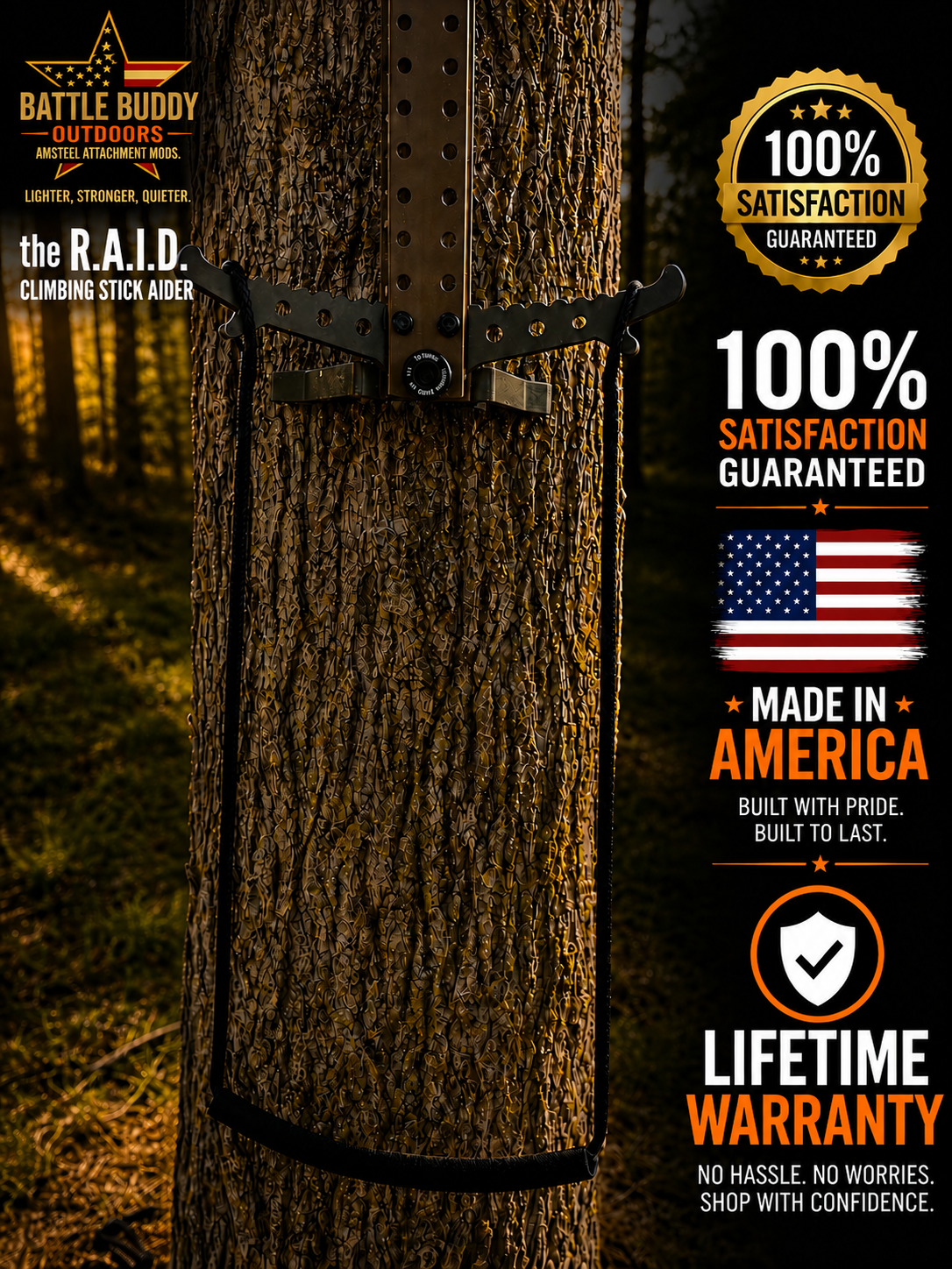 The R.A.I.D. ELEVATE Climbing stick aider (SINGLE STEP) ASCEND (DOUBLE STEP) SUMMIT (TRIPLE STEP)